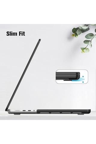 Apple Uyumlu MacBook Pro 16" M1 - M2 Hard Shell Sert Kapak Kılıf - Siyah