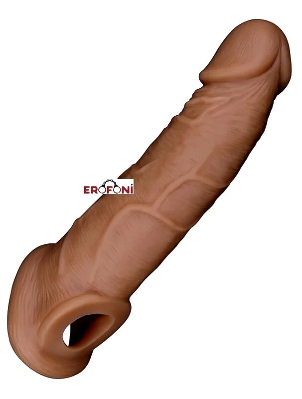 Erofoni Ucu 5 Cm Dolgulu 19 Cm Süper Realistik Uzatmalı Penis Kılıfı