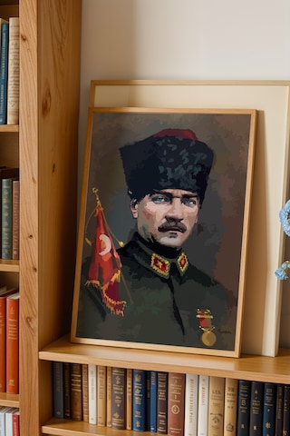 Mustafa Kemal Atatürk İllüstrasyon Portre Tablo Poster Ahşap Çerçeveli Mustafa Kemal Atatürk İllüstrasyon Portre Tablo Poster Ahşap Çerçeveli