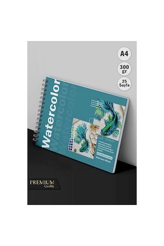 Sulu Boya Watercolor Resim Defteri A4 300gr, Sert Kapak Premium Resim Defteri