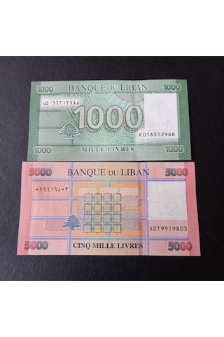 Lübnan 1000 - 5000 Livres Takım Çil Eski Yabancı Kağıt Para