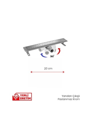 360 Dönerli Lineer Süzgeç - Yan Çıkışlı - Paslanmaz Krom - Seramik Uyumlu