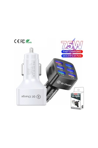 Sones Bk-360 6'sı 1 Arada Qc3.0+3.1a Usb Işıldayan Araç Şarj Cihazı Siyah