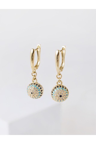 Jimmy Key Jimmy Key Altın Rengi Nazar Boncuğu Figürlü Küpe 6sw438004150