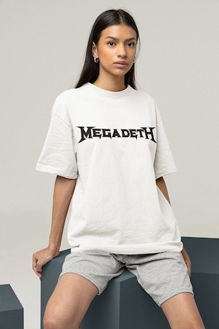 Müzik Grubu Megadeth Baskılı Unisex Oversize Rock Metal Tişört Beyaz