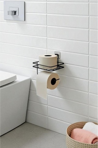 Yapışkanlı Tuvalet Wc, Stickerli Tuvalet Kağıtlığı Siyah Siyah