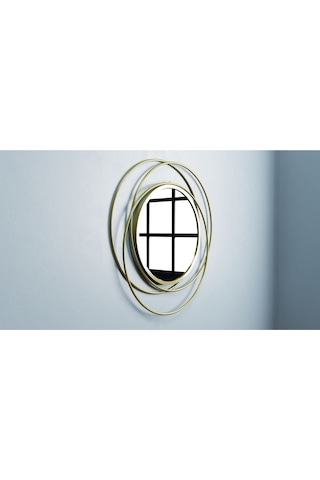 Halkalı Model Metal Dekoratif Duvar Aynası Altın