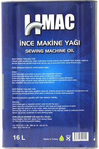 H-Mac İnce Makine Yağı Dikiş Makinesi Yağı 16 L