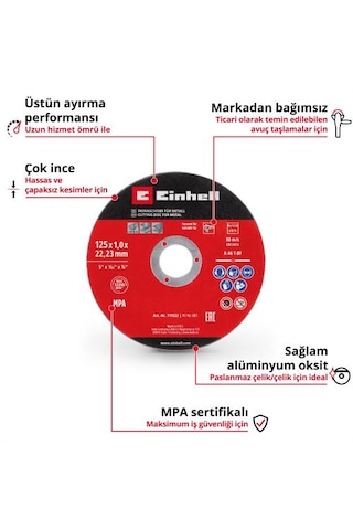 Einhell 5'li İnce Metal Kesme Diski Seti, Ø 125 mm - 49711522