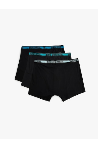 Koton 3'lü Boxer Seti Slim Fit Slogan Baskılı Pamuklu Siyah 5slm90009mk