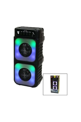 Hf-3225 Rgb Işıklı Taşınabilir Bluetooth Mikrofon Destekli Hoparlör 3x2 İnç Çift Woofer Usb Tf Destekli