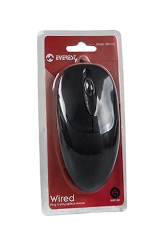 Everest Sm-216 Usb Siyah 1200dpı Optik Kablolu Mouse