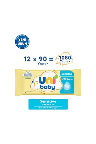 Uni Baby Sensitive Islak Bebek Mendil 12x90 1080 Yaprak 12'li Set