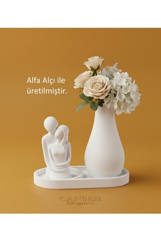 10cm Sevgili Biblo & 13cm Çiçek Vazosu - 17cm Tepsi - Üçlü Set 39160994