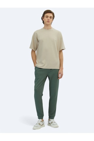 Kip Bej Düz Bisiklet Yaka T-shirt Bej