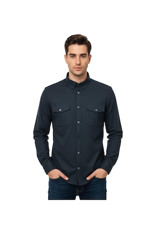 Kamer Erkek Kışlık Slim Fitt Uzun Kol Çift Cep Kapak Gömlek 2414 Bgl-st04797 Yeşil