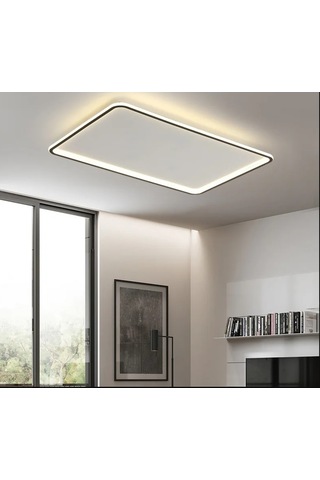 Siyah 60x40 cm Dikdörtgen 3000K Sarı Işık Led Modern Aydınlatma