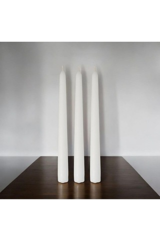 Denic 2 li Beyaz Şamdan Mum Konik Mum