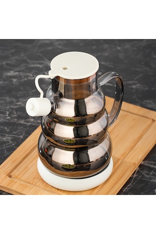 Porsima 3617-2 Kapaklı Borosilikat Cam Yağlık Sirkelik Yağdanlık 1000ml Beyaz Beyaz