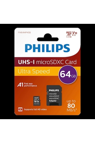 Phılıps 64gb Mıcro Sdxc 80 Mb/s C10 Fm64mp45b/00