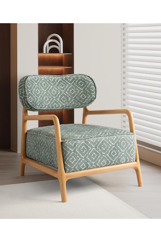 Oslo Ahşap Kollu Ayaklı Berjer Mavi