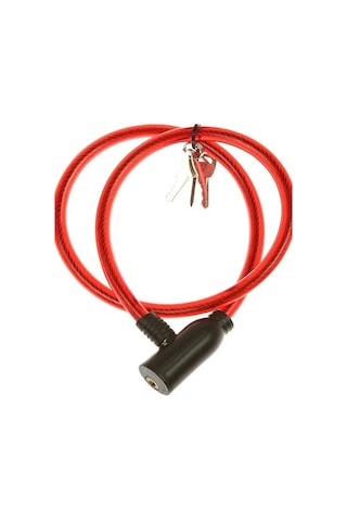Anahtarlı Bisiklet & Motosiklet Kilidi 11x80 Cm Çelik Tel Bisiklet Bebek Arabası Motor Kilidi Kırmızı
