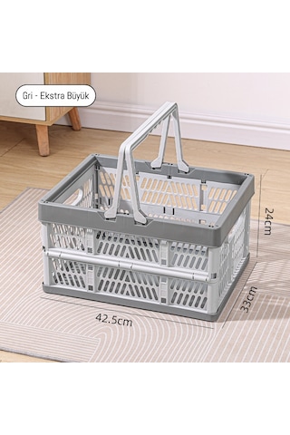 Snapbuy Katlanır Sepet, Alışveriş, Piknik, Market, Taşıma, Depolama Ve Kamp İçin Uygundur Ekstra Büyük Boy Gri