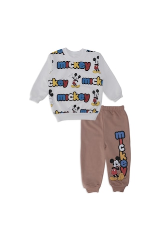 Bebelop Erkek Bebek Mickey Mouse Baskılı Yazılı 2'li Alt Üst Takım 001