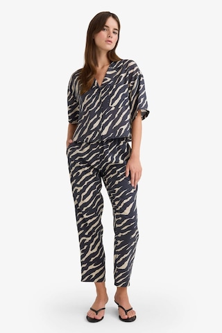 DeFacto Carrot Fit Zebra Desenli Modal Kumaş Pantolon Çift Cepli Yüksek Bel Düz Paça E6360AX25SPBK81