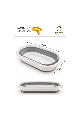 Evonıta 19 Lt Katlanır Çamaşır Sepeti Katlanabilir Portatif Kirli Çamaşır Ve Düzenleme Sepeti Beyaz Gri Beyaz - Gri