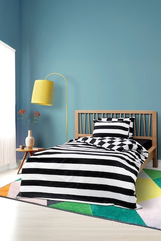 Cozy Home Mono Tek Kişilik Lastikli Çarşaflı Nevresim Takımı Code Siyah Siyah