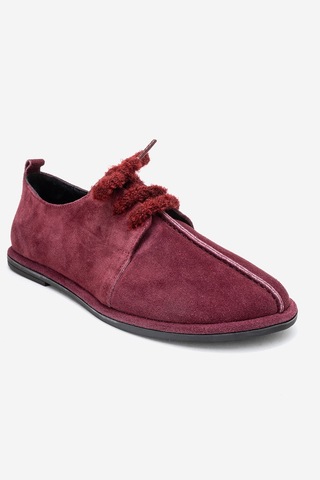 Luvishoes Luvi Shoes Denora Bordo Süet Hakiki Deri Kadın Günlük Ayakkabı Bordo