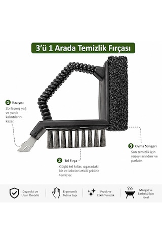 Profesyonel Mangal Ve Barbekü Temizlik Fırçası Kazıyıcılı Çelik Tel Izgara Temizleyici
