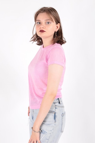 Busem S0016230 Kadın Flamlı İnce T-shirt Şekerpembe