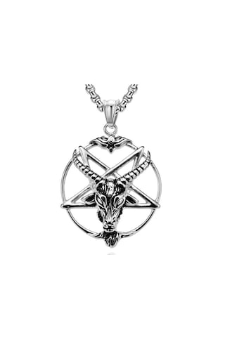Sabbatic Baphomet Keçi Ritüel Lucifer Pentagram Kolye Gümüş