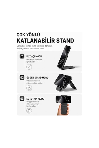 Magsafe Cüzdan Kartlık Güçlü Manyetik Standlı Telefon Kartlığı İphone Uyumlu Deri Cüzdan Siyah