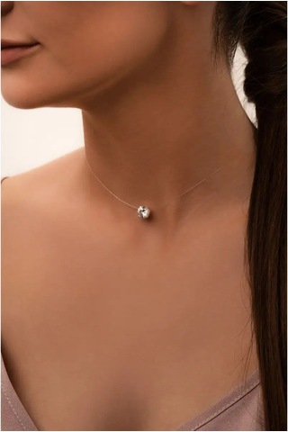 Lapshov 925 Ayar Gümüş İplik Üzerine Kayar Taşlı Kolye 160523479 Gri