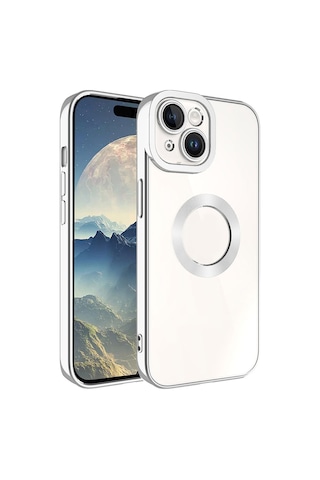 Apple Uyumlu iPhone 15 Kamera Korumalı Logo Gösteren Zore Omega Kılıf-gümüş Gümüş Gümüş