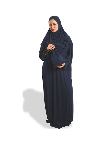 2 Parça Namaz Elbisesi Viskon Düz 2504 02 Lacivert