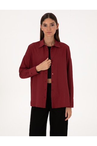 Pierre Cardin Kadın Bordo Gömlek Desenli 50318232-vr014 Bordo
