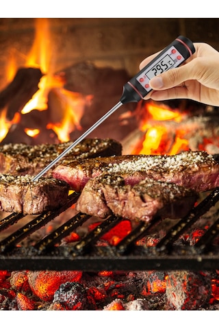 3 Adet Siyah Renk Dijital Gıda Yemek Termometresi Yemek Isı Ölçer