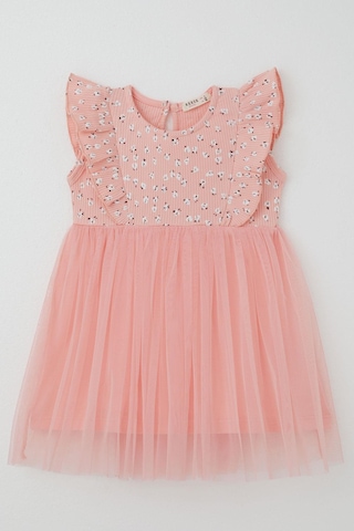 Breeze Kız Bebek Elbise Çiçekli Tüllü Fırfırlı 9 Ay-3 Yaş, Somon SOMON