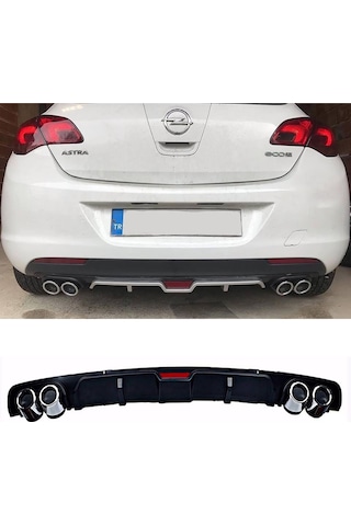 Opel Astra J Hatchback Siyah Difüzör 4 Krom Egzoz Görünümlü Difizör Arka Ek Body Kit