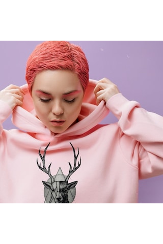Deer Kadın Sweatshırt Pembe Renk Pembe