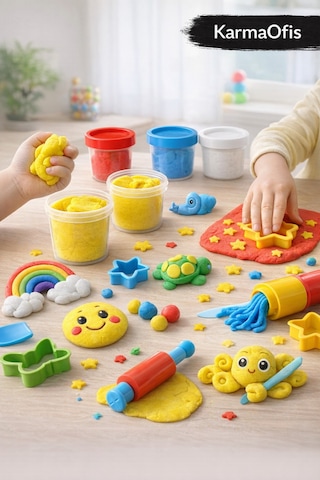 Kidz 2 Li Büyük Boy Oyun Hamuru Seti 8x150 Gr 4 Renkli Çocuk Oyun Hamuru Yumuşak & Yerli Üretim Beyaz
