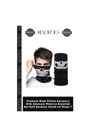 Hadpols Premium Bilek Örtüsü Koruyucu Örtü Aksesuar Motorcu Boyunluk Baf Buff Bandana 25x48 Cm Model 7 Çok Renkli