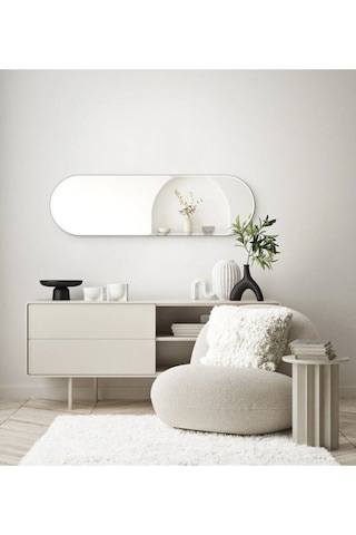 Model Alfa Dekoratif Ayna Duvar Aynası Boy Aynası Mdf 180cm X 62 Cm Elips Ayna Beyaz