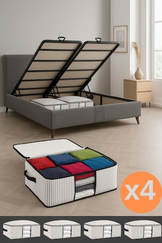 Baza Altı Uyumlu 4 Adet Lüks Pencereli Dolap Hurcu 64x45x22 Cm Beyaz Beyaz