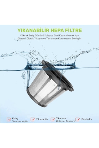 Kobb Kbv20f 12v/şarjlı Hibrit Araç Süpürgesi İçin Yedek Hepa+çelik Filtre