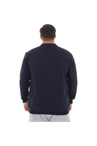 Erkek Büyük Beden 115-155 Kilo Arası İçin Uygun Uzun Kol Polo Yaka Mevsimlik Sweatshirt Lacivert